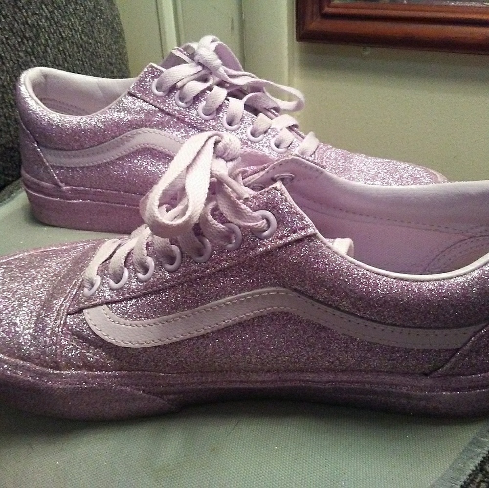 Old School Lavender Glitter VANS Size 8